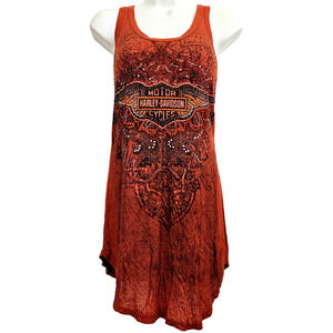 Harley-Davidson feminine Orange bling Tank Top sz S